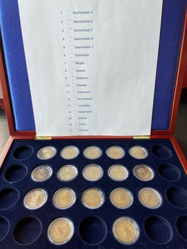 17 x 2 Euro 2007 - 50 Jahre Römische Verträge - in Leuchtturm Holzkassette