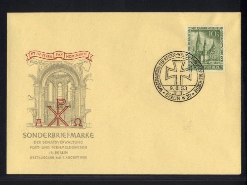 Berlin 1953 - MiNr. 107 FDC - 10+5 Pf. Gedächtniskirche - Ersttagsbrief