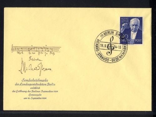 Berlin 1954 - MiNr. 124 FDC - Richard Strauss Ersttagsbrief