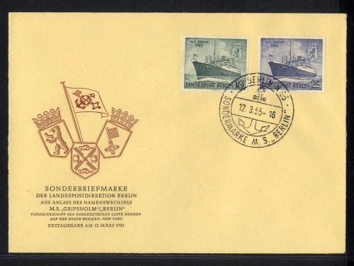 Berlin 1955 - MiNr. 126-127 FDC - M.S. Berlin Ersttagsbrief