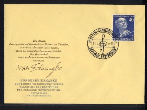 Berlin 1955 - MiNr. 128 FDC - Wilhelm Furtwängler Ersttagsbrief