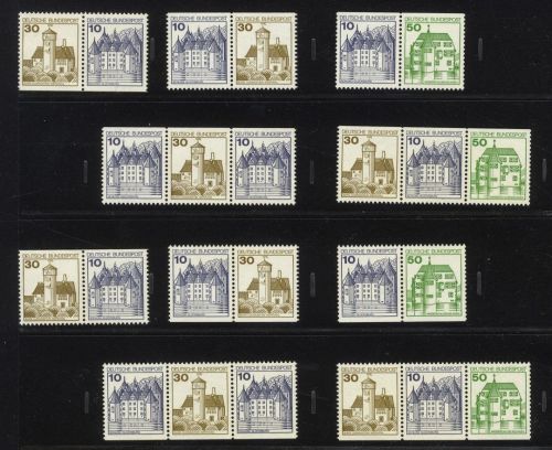 Bund, Zusammendruck W 61-70 I postfrisch aus MH 22 I / H-Bl. 27 I