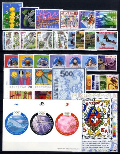Schweiz Briefmarken Jahrgang 2000 postfrisch komplett