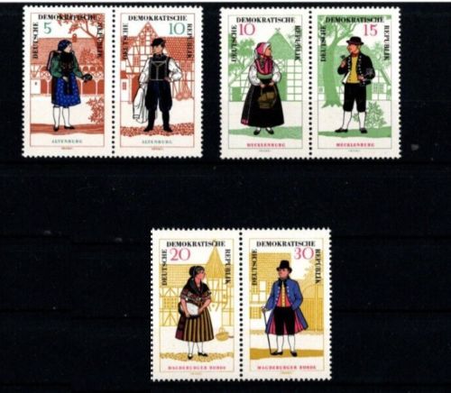 DDR, MiNr. 1214-1219 Zusammendrucke postfrisch - Volkstrachten (II)