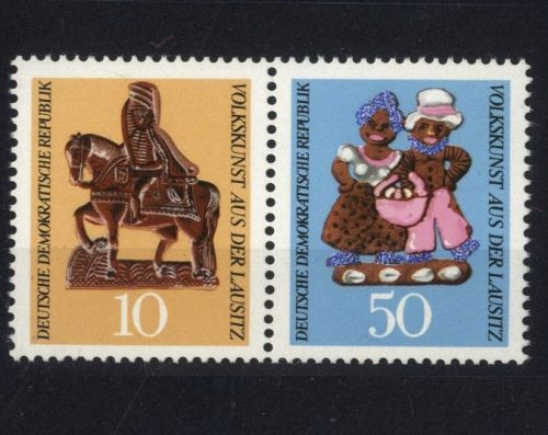 DDR, MiNr. 1521/1523 Zusammendruck postfrisch - Volkskunst aus der Lausitz