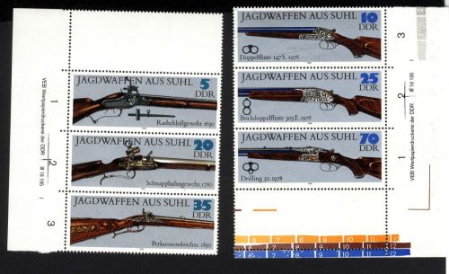 DDR N2376-2781 DV Dreierstreifen Druckvermerk postfrisch - Jagdwaffen Suhl