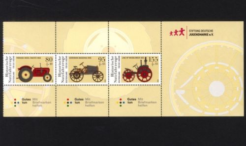 Bund Mi.-Nr. 3618-3620 H-Blatt 57 UNGEFALTET aus MH 122 - Historische Nutzfahrzeuge Traktoren