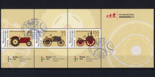 Bund Mi.-Nr. 3618-3620 H-Blatt 57 UNGEFALTET gestempelt - Historische Nutzfahrzeuge Traktoren