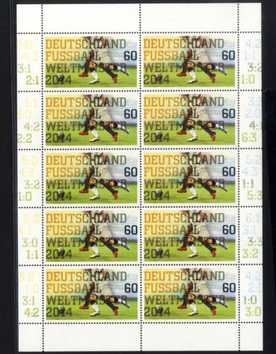 Bund Nr. 3095 postfrisch - 10er Bogen Kleinbogen - Fußball-Weltmeister 2014