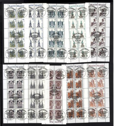 Bund 2156-2157, 2176-2177, 2197, 2206, 2210-2211, 2224-2225 Zehnerbogen gestempelt BERLIN