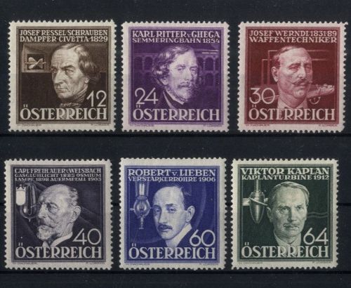 Österreich 1936 - MiNr. 632-637 postfrisch - Österreichische Erfinder