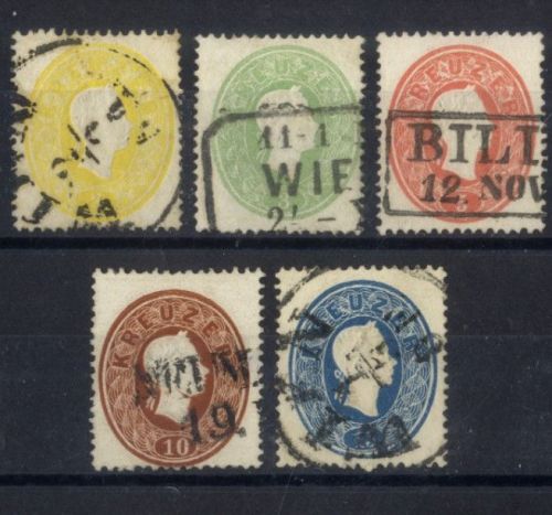 Österreich 1860 - MiNr. 18-22 gestempelt - Kaiser Franz Joseph