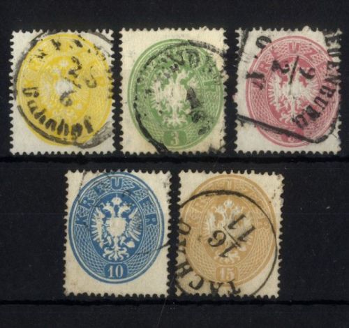 Österreich 1863 - MiNr. 24-28 gestempelt - Doppeladler