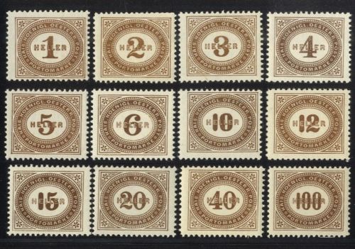 Österreich 1900 - Portomarken MiNr. P 22-33 postfrisch - Ziffern im Oval