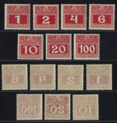 Österreich 1909 - Portomarken MiNr. P 34-44 y dünnes Papier postfrisch - Ziffern