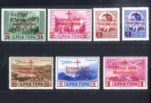 Dt. Besetzung Montenegro MiNr 29-35 postfrisch - Attest Brunel - Rotes Kreuz