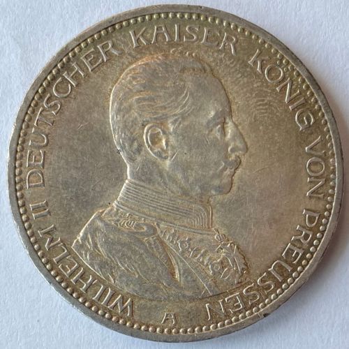 PREUSSEN, 5 Mark 1913 A, Wilhelm II. - 25 Jahre Regierungsjubiläum - J114