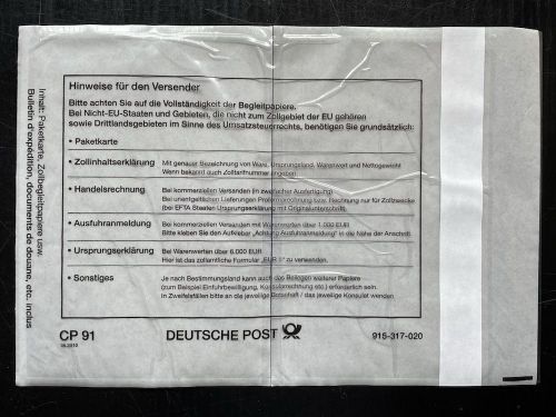 50 Versandtaschen Zoll CP91 Deutsche Post 915-317-000 DHL
