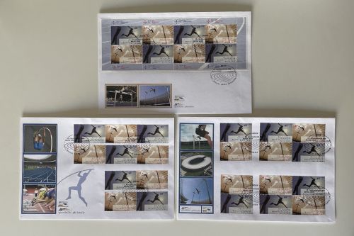 ERSTTAGSBRIEF FDC Leichtathletik WM Zusammendrucke aus MH80 Stempel Bonn