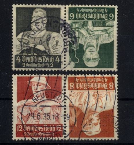 Deutsches Reich Zusammendruck K23 + K24 gestempelt aus MH 40
