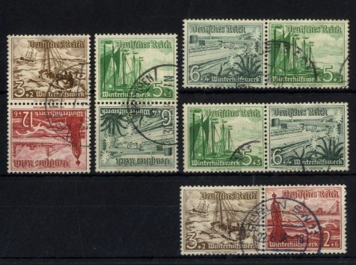 Dt. Reich WHW 1937 Zusammendrucke SK31, SK32 + waagerechte gestempelt - Schiffe