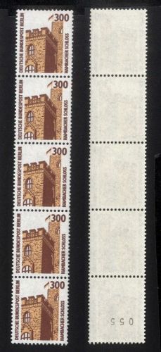 Bund, MiNr. 1348 u R I 5er-Streifen postfrisch ungerade Nr. 055 Rollenmarken