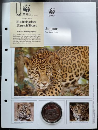 30 JAHRE WWF - Jaguar 1992 Panthera onca - 999 SILBER / 20g