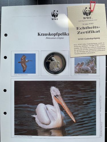 30 JAHRE WWF - Krauskopfpelikan 1993 Pelecantus crispus - 999 SILBER / 20g