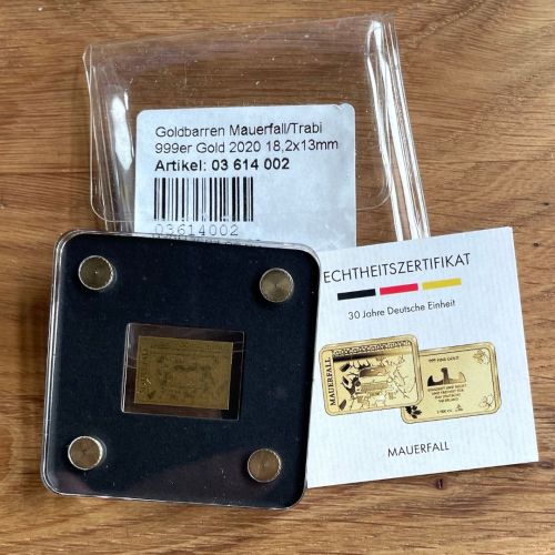 Goldbarren 2020 - 1/500 Oz Gold 999 - 30 Jahre Deutsche Einheit - Trabi Mauerfall
