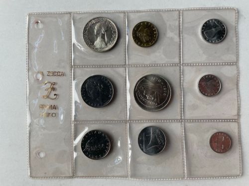 ITALIEN Kursmünzensatz KMS 1970 im original Folder mit 500 & 1000 Lire Silber