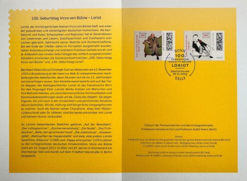 BUND 3794-3795 LORIOT 100. Geburtstag von Vicco von Bülow - ESST Ministerkarte - SELTEN!