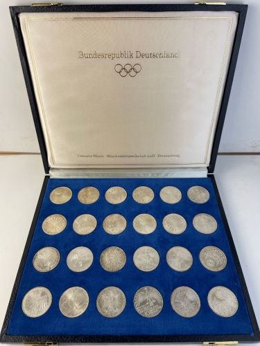 10 DM Olympia 1972 München Deutschland komplett Satz 24 Silbermünzen in Kassette