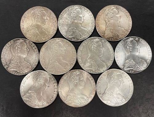10 Stück Maria Theresia Taler 1780 SF, Silbermünzen nach 1955