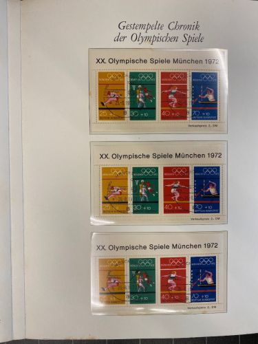 54 x Bund Block 8 Olympiade München 1972 Sonderstempel Sammlung