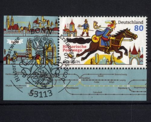 Bund 3545 gestempelt ESST BONN - Einzelmarke aus Block 86 - Historische Postwege