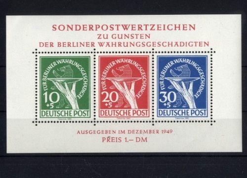 BERLIN BLOCK 1 WÄHRUNGSGESCHÄDIGTE Faksimile 1980 Nachdruck Reprint Faux