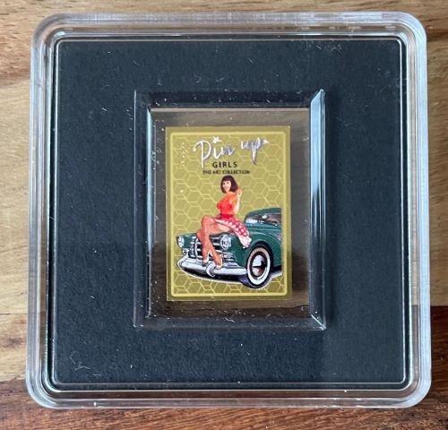 Goldbarren - Motivbarren Pin Up ROSE - Feingold 1/500 Unze Gold 999 - Tschad 500 F