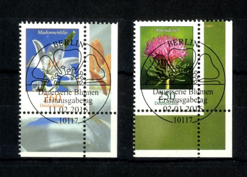 Bund Michel Nr. 3199 + 3207 gestempelt Eckrand EVST BERLIN Blumen Alpendistel