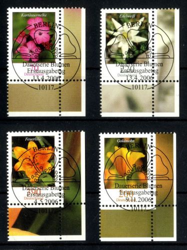 Bund Michel Nr. 2529-30, 2534, 2568 gestempelt Ecke Eckrand EVST BERLIN Blumen