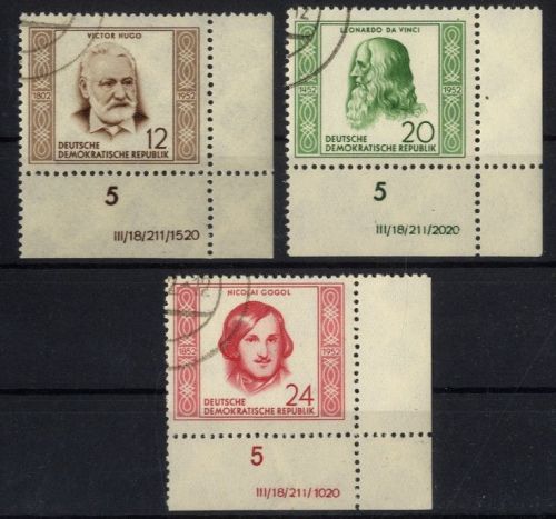 DDR, MiNr. 311, 312, 313 DV III/18/211/.... Druckvermerk gestempelt