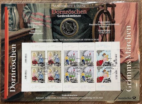 Numisblatt 1/2015 - 10 EURO - Dornröschen - Grimms Märchen