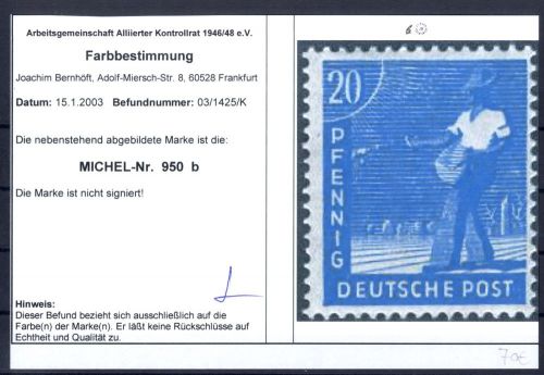 Gemeinschaftsausgaben 950 b postfrisch - Attest ARGE Bernhöft!