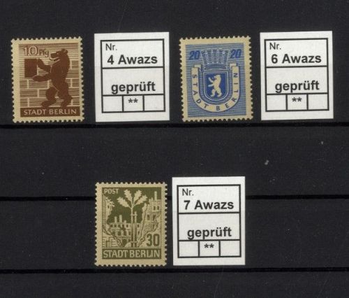SBZ Nr. 4, 6, 7 Aw azs postfrisch - tiefst geprüft Dr. Jasch BPP