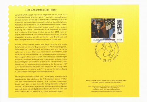 BUND 3753 - 150. Geburtstag von Max Reger - ESST Ministerkarte