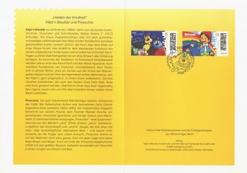 BUND 3803-04 - Käpt'n Blaubär & Pinocchio Helden der Kindheit ESST Ministerkarte