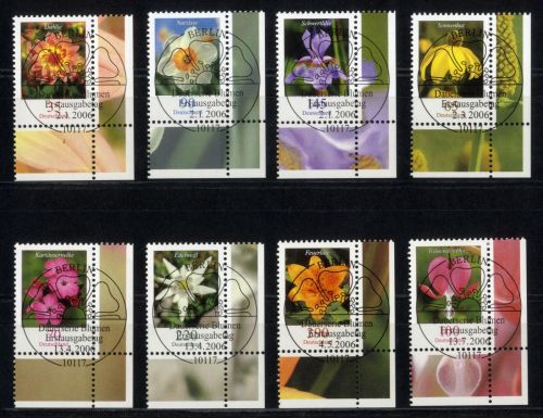 Bund 2505-2507, 2524, 2529-2530, 2534, 2547 gestempelt 2006 Eckrand ESST BERLIN Blumen