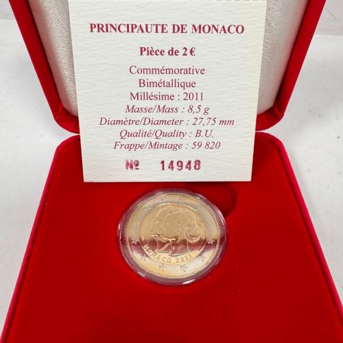 MONACO 2 EURO 2011 BU - Hochzeit Albert II. & Charlene im Etui mit Zertifikat