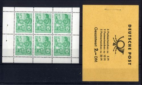 DDR Heftchenblatt H-Bl. 7 A postfrisch + Heftchendeckel