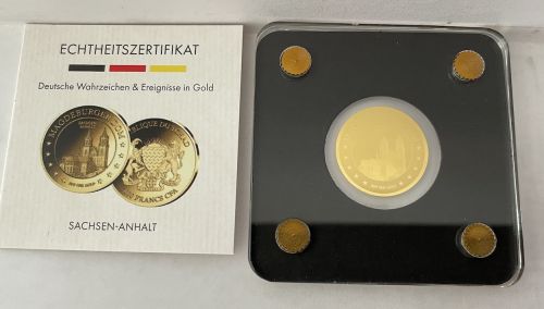 Goldmünze TSCHAD 2020 - 1/500 Oz Gold 999 - Magdeburger Dom / Sachsen Anhalt
