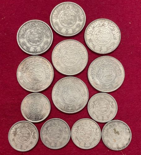 Saudi Arabien 7 x ½ Riyal + 6 x ¼ Riyal aus 1928-1935 Silber